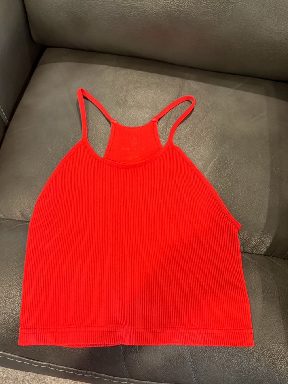 FP Movement by Free People Bright Red Ribbed Crop Tank - Picture 2 of 2